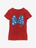 Disney Minnie Mouse Stars Bow Youth Girls T-Shirt, RED, hi-res