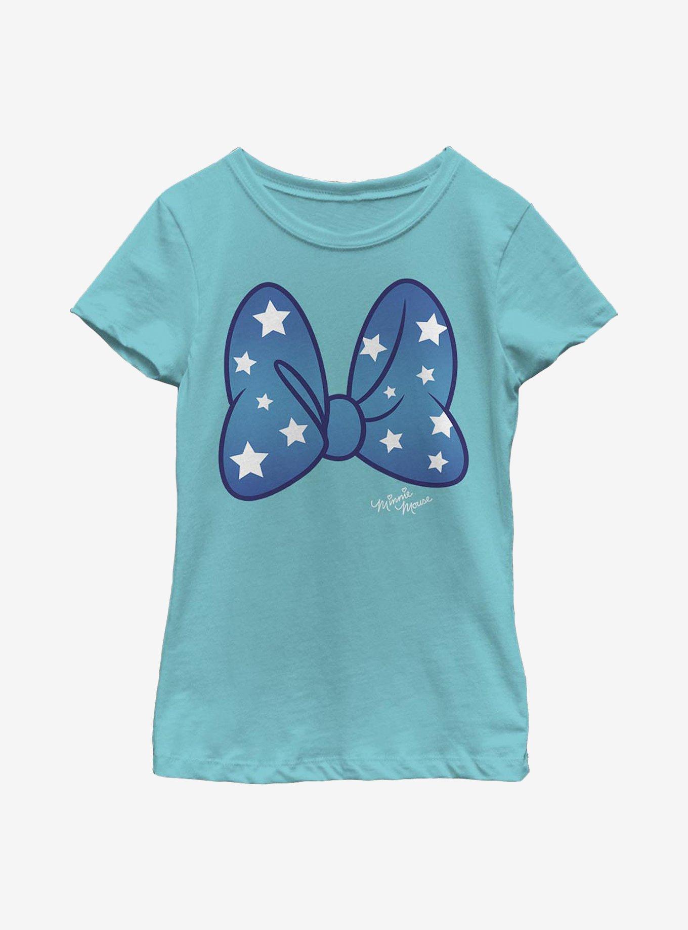 Disney Minnie Mouse Stars Bow Youth Girls T-Shirt, TAHI BLUE, hi-res