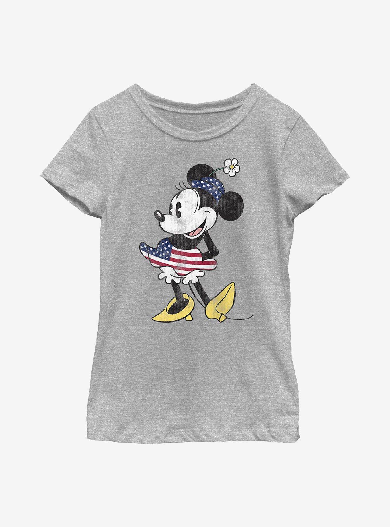 Disney Minnie Mouse Vintage American Flag Fill Youth Girls T-Shirt, , hi-res