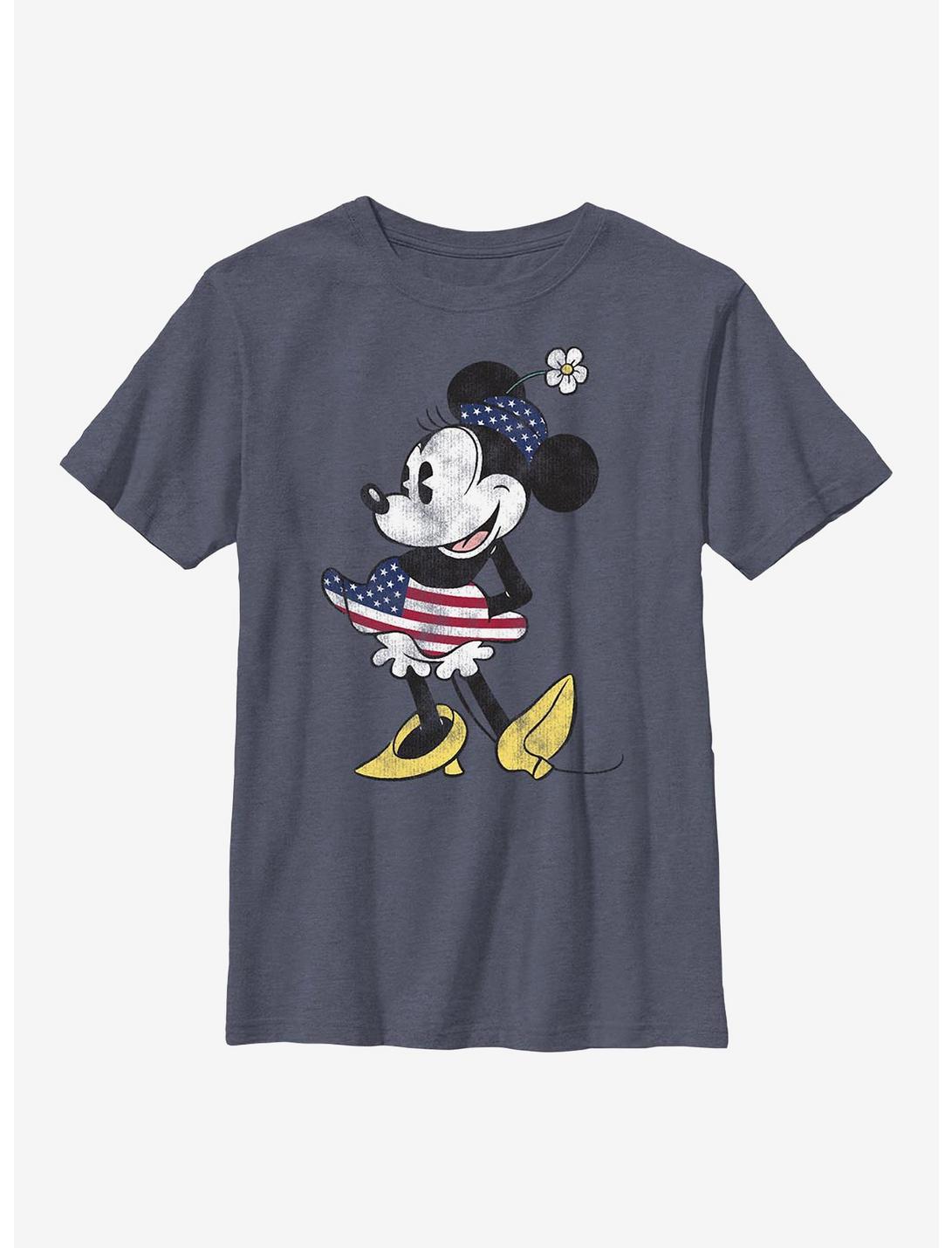 Disney Minnie Mouse Vintage American Flag Fill Youth T-Shirt, NAVY HTR, hi-res