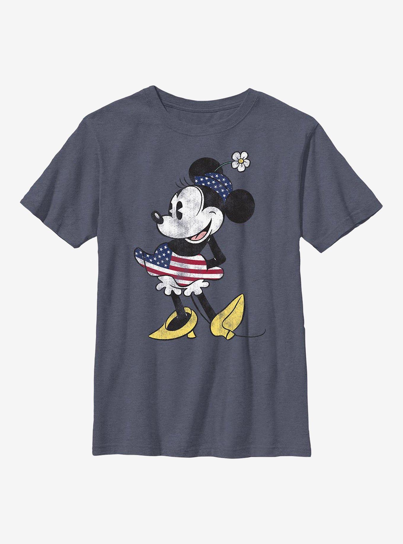 Disney Minnie Mouse Vintage American Flag Fill Youth T-Shirt, , hi-res