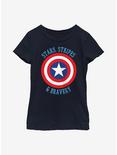 Marvel Avengers Stars Stripes & Bravery Youth Girls T-Shirt, NAVY, hi-res