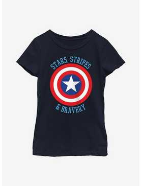 Marvel Avengers Stars Stripes & Bravery Youth Girls T-Shirt, , hi-res
