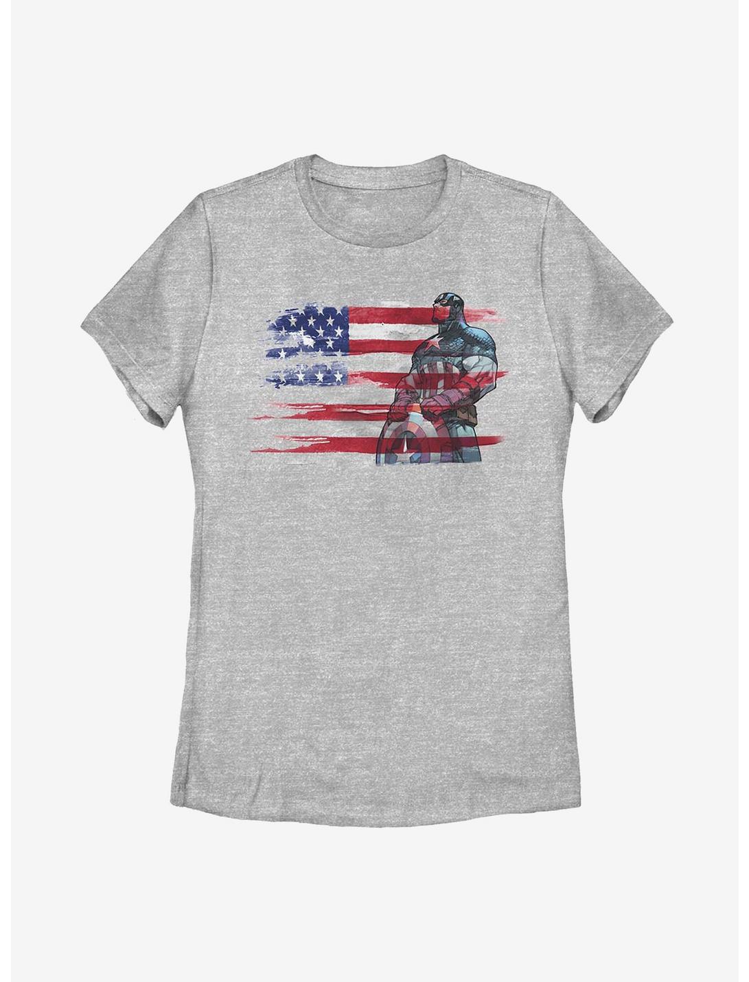Marvel Captain America Capt Inkflag Womens T-Shirt, ATH HTR, hi-res
