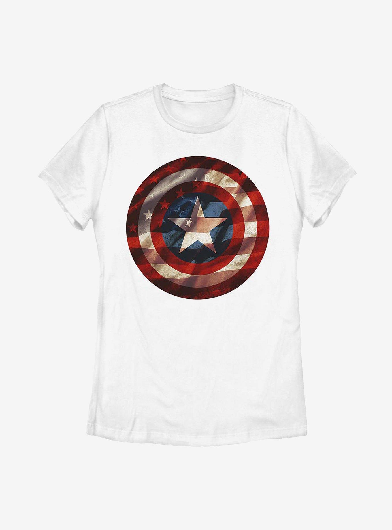 Marvel Captain America Flag Shield Womens T-Shirt, , hi-res