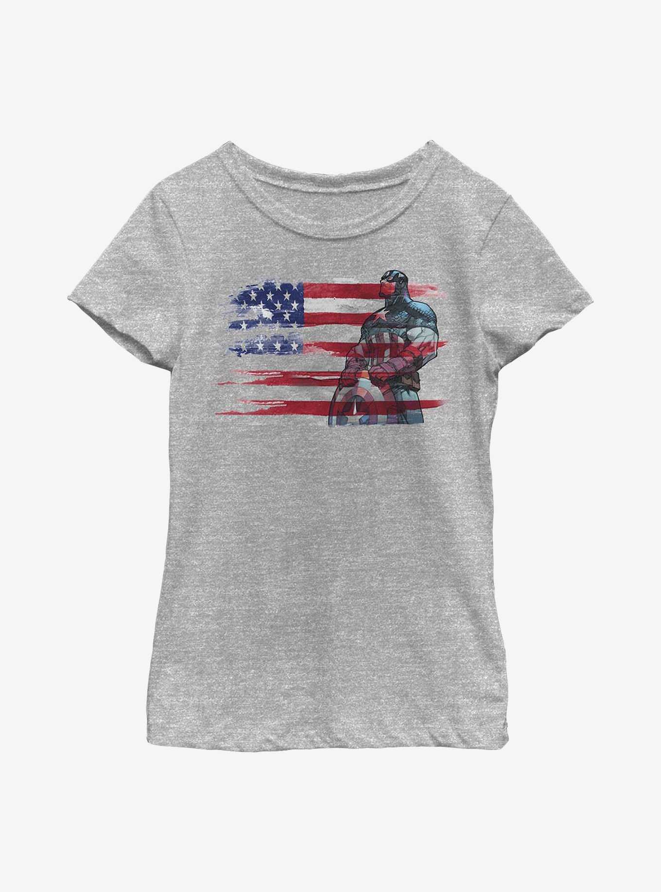 Marvel Captain America Capt Inkflag Youth Girls T-Shirt, , hi-res