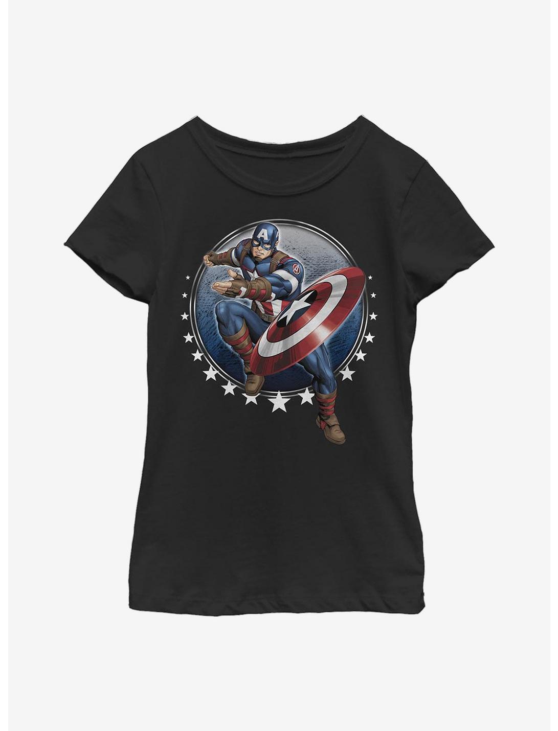 Marvel Captain America Captain Toss Youth Girls T-Shirt, BLACK, hi-res