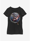 Marvel Captain America Captain Toss Youth Girls T-Shirt, BLACK, hi-res