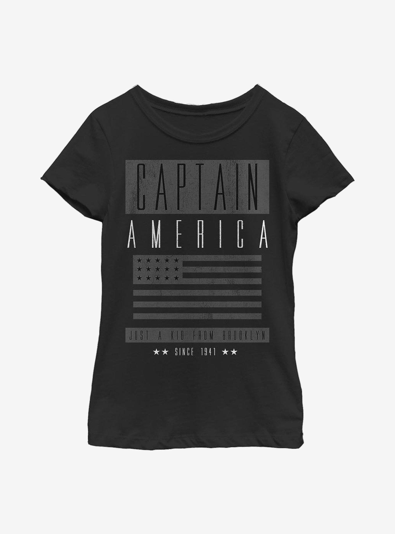 Marvel Captain America Greyout Capt Youth Girls T-Shirt, BLACK, hi-res
