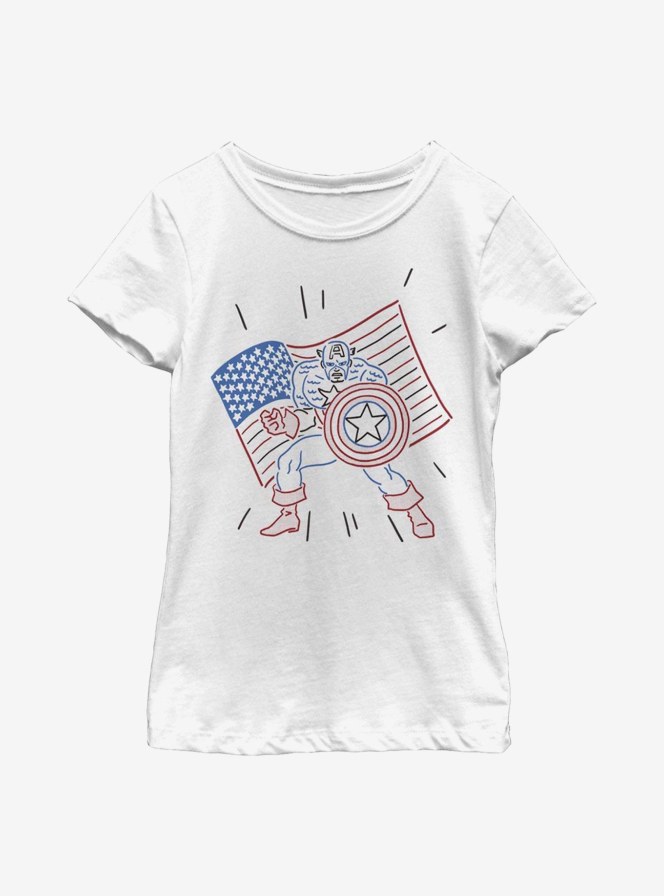 Marvel Captain America Neon Cap Youth Girls T-Shirt, , hi-res