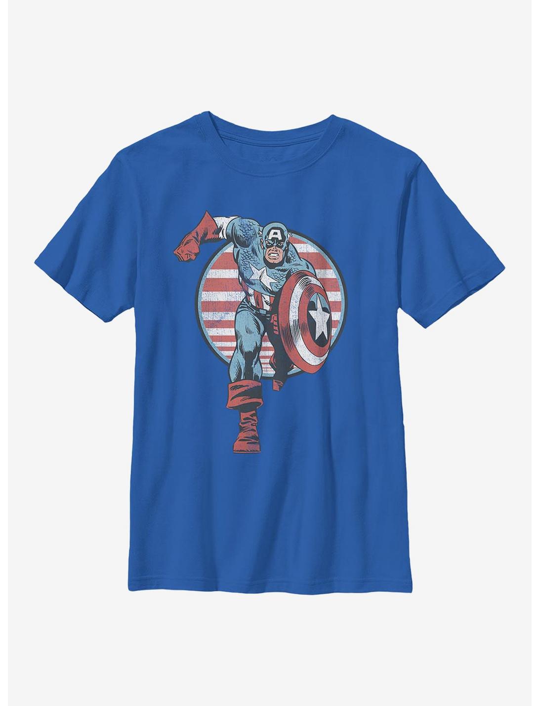 Marvel Captain America Captain Charge Youth T-Shirt, ROYAL, hi-res