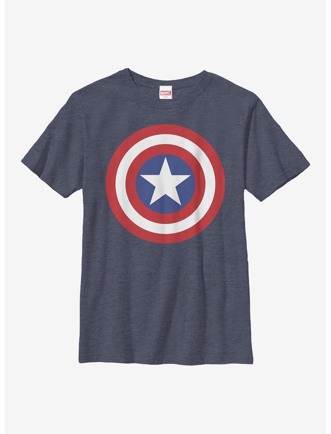 Marvel Captain America Classic Shield Youth T-Shirt, NAVY HTR, hi-res