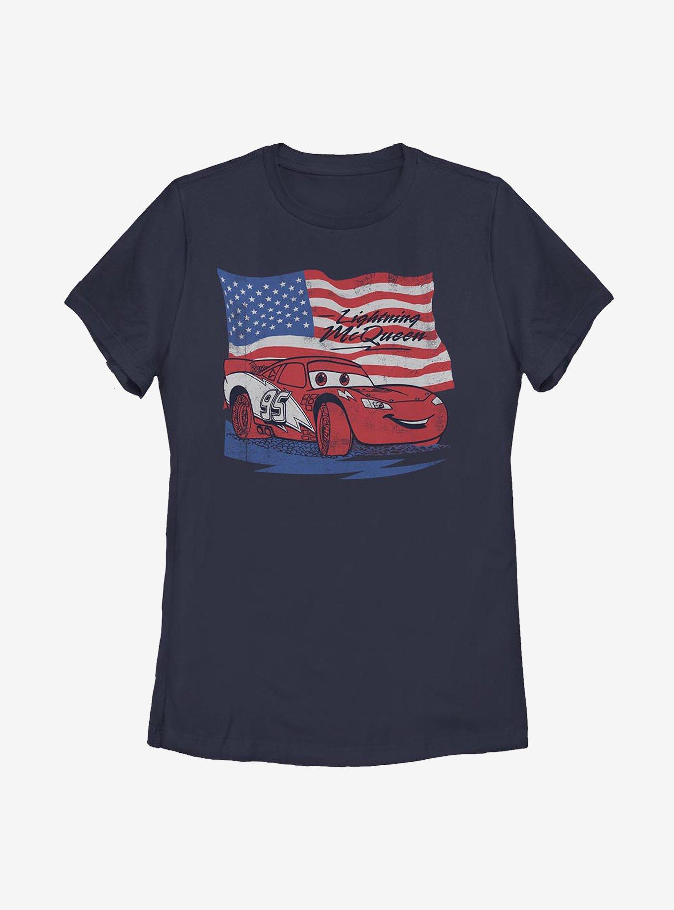 Disney Pixar Cars Lightning Flag Womens T-Shirt