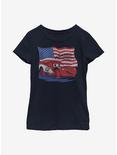Disney Pixar Cars Lightning Flag Youth Girls T-Shirt, NAVY, hi-res