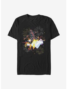 Plus Size Marvel Deadpool Unicorn Fireworks T-Shirt, , hi-res