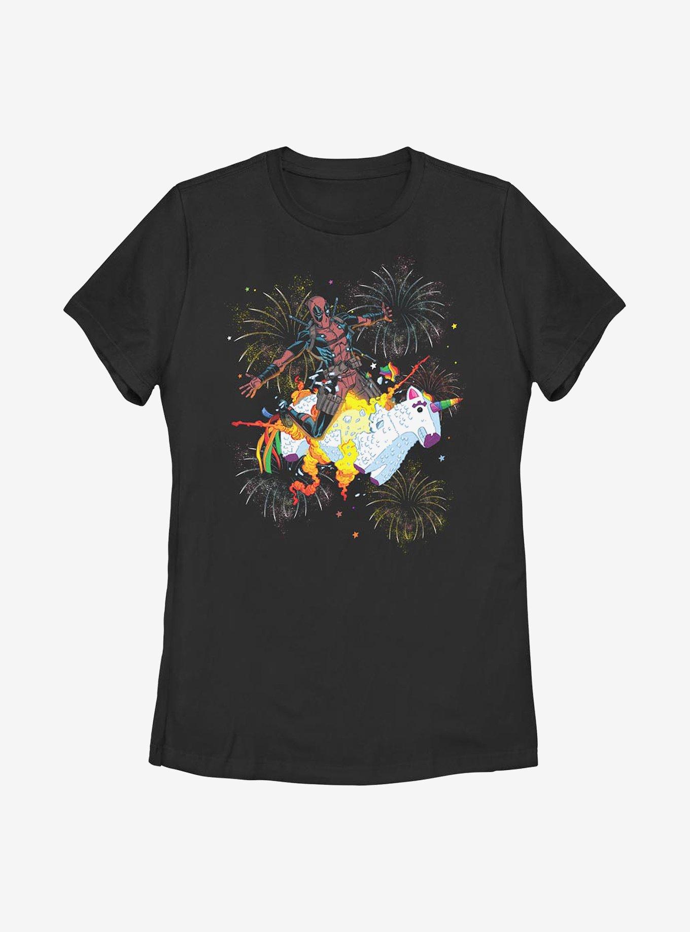 Marvel Deadpool Unicorn Fireworks Womens T-Shirt, , hi-res