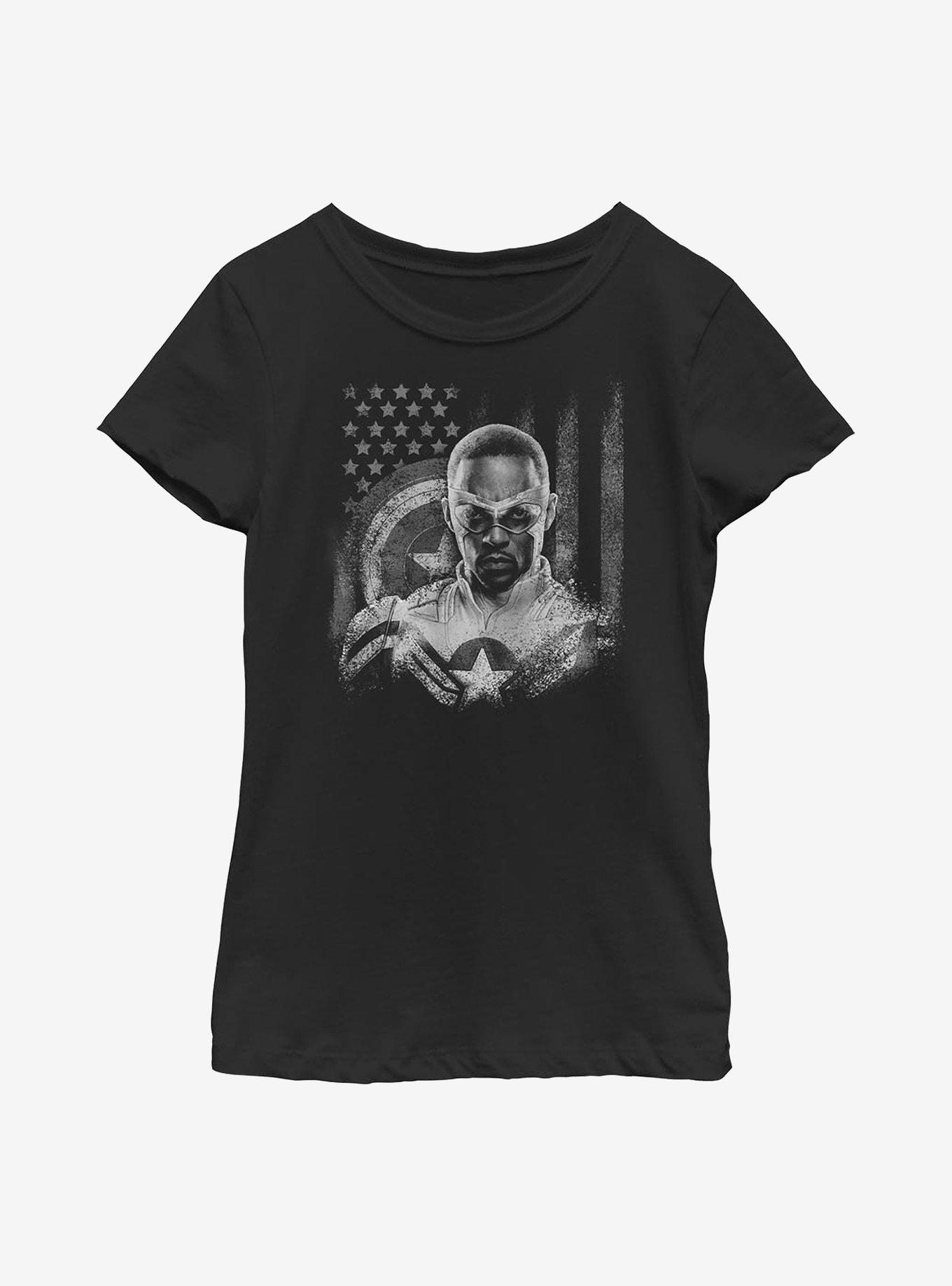 Marvel Falcon And The Winter Soldier Captain America Youth Girls T-Shirt, BLACK, hi-res
