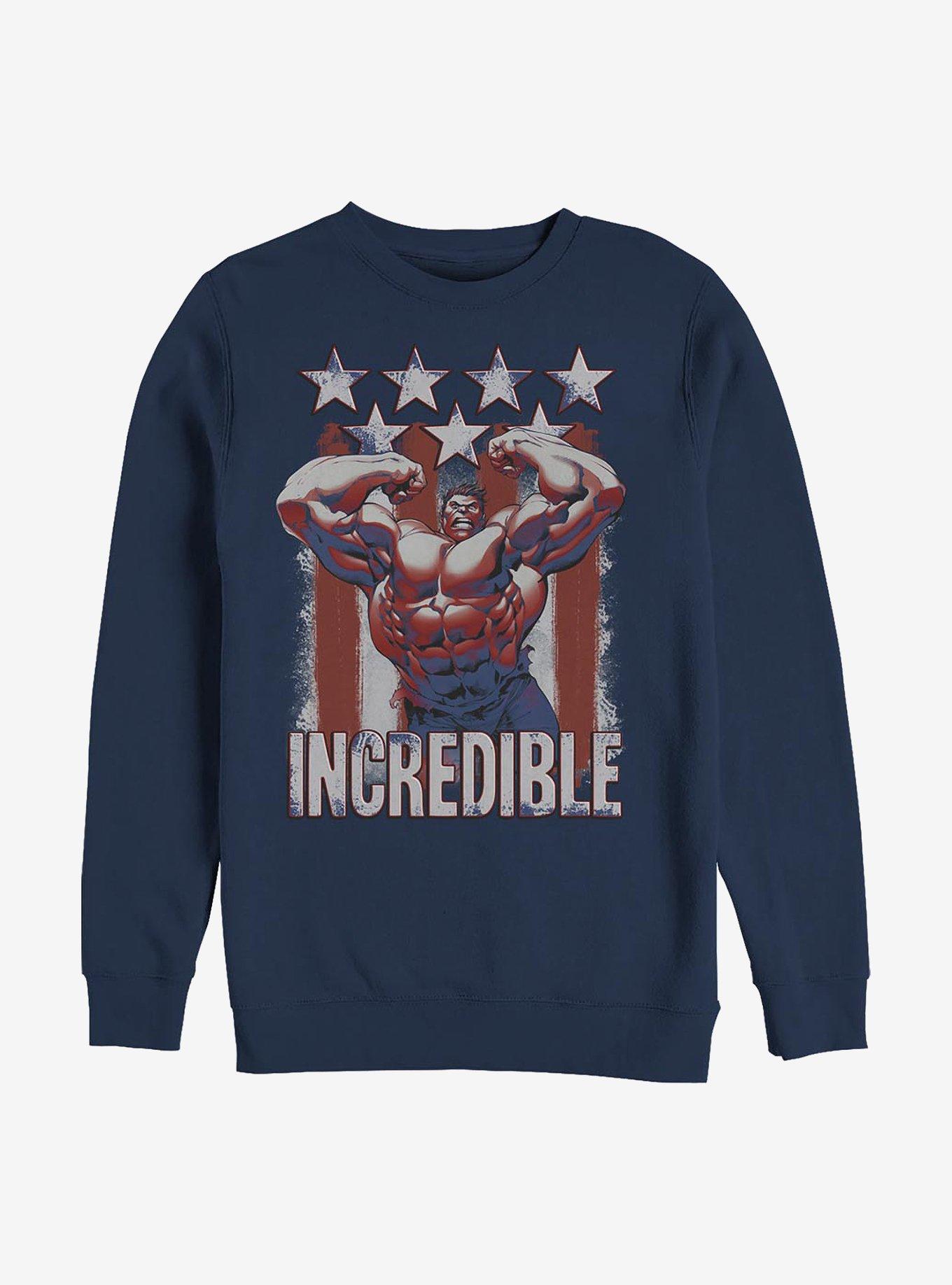 Marvel Hulk Flag Sweatshirt, NAVY, hi-res
