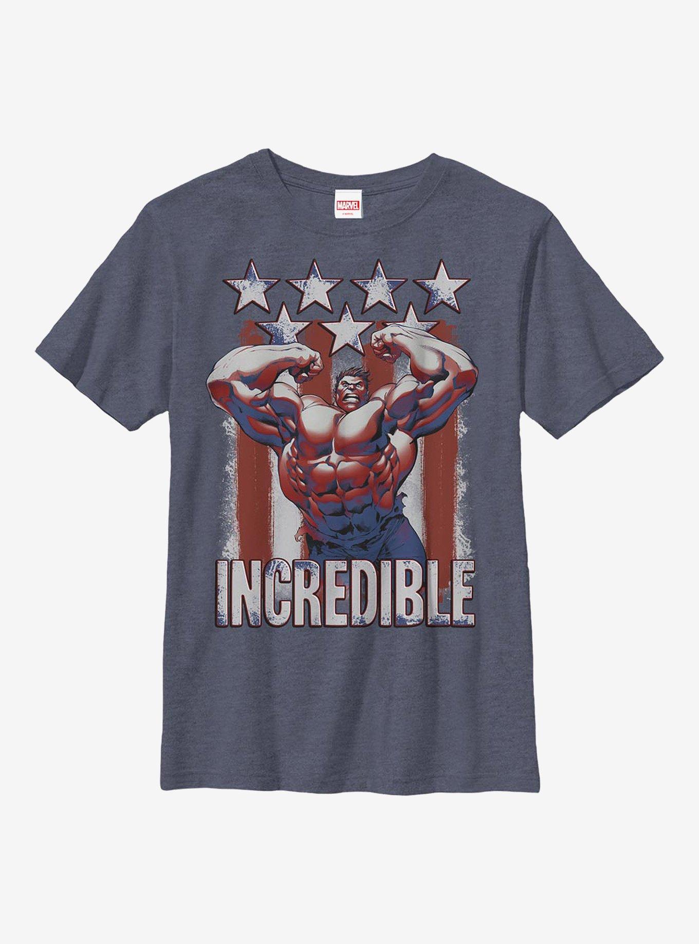 Marvel Hulk Flag Youth T-Shirt, NAVY HTR, hi-res