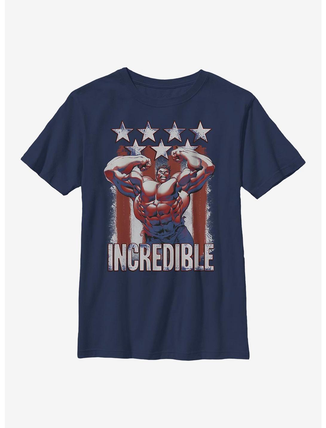 Marvel Hulk Flag Youth T-Shirt, NAVY, hi-res