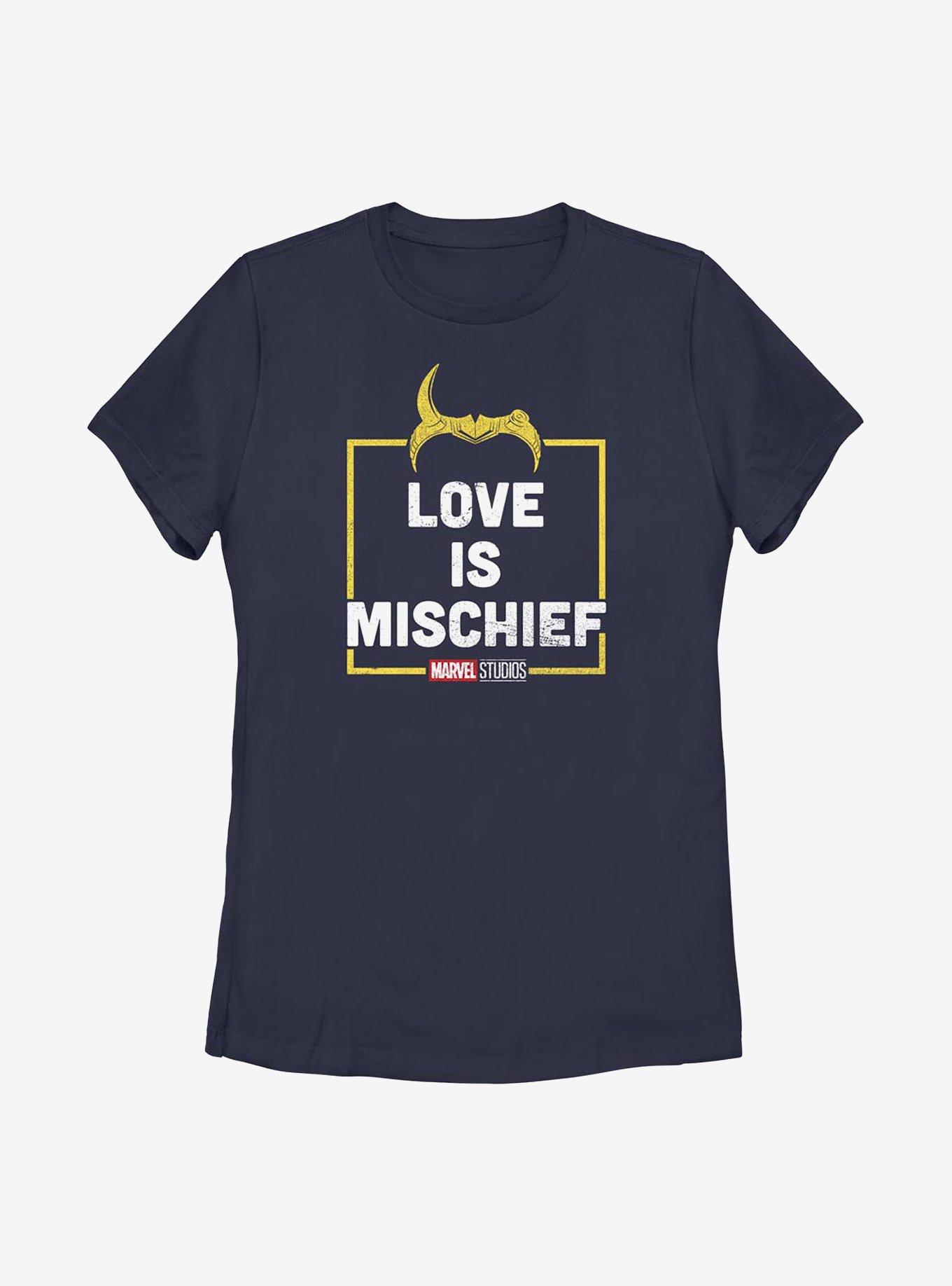 Marvel Loki Love Is Mischief Womens T-Shirt, NAVY, hi-res