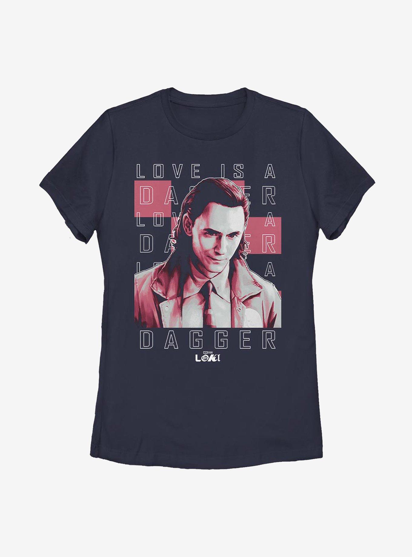 Marvel Loki Love Is A Dagger Womens T-Shirt, NAVY, hi-res
