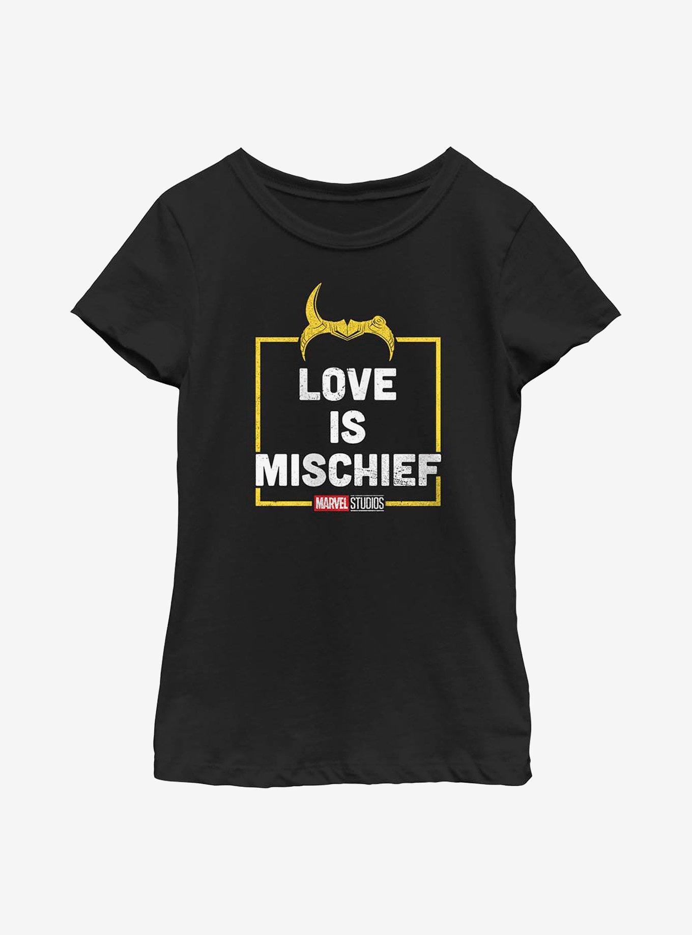 Marvel Loki Love Is Mischief Youth Girls T-Shirt, BLACK, hi-res view 1