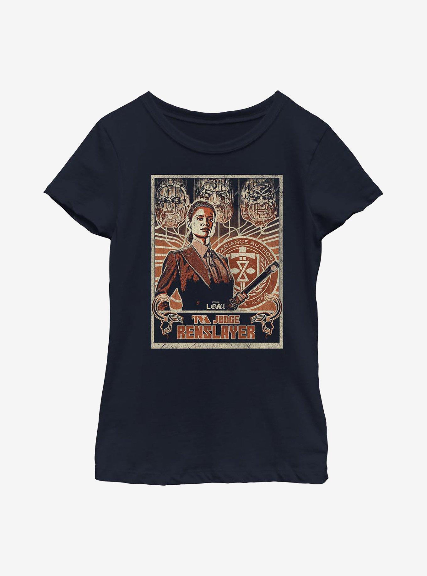 Marvel Loki TVA Judge Renslayer Youth Girls T-Shirt, NAVY, hi-res