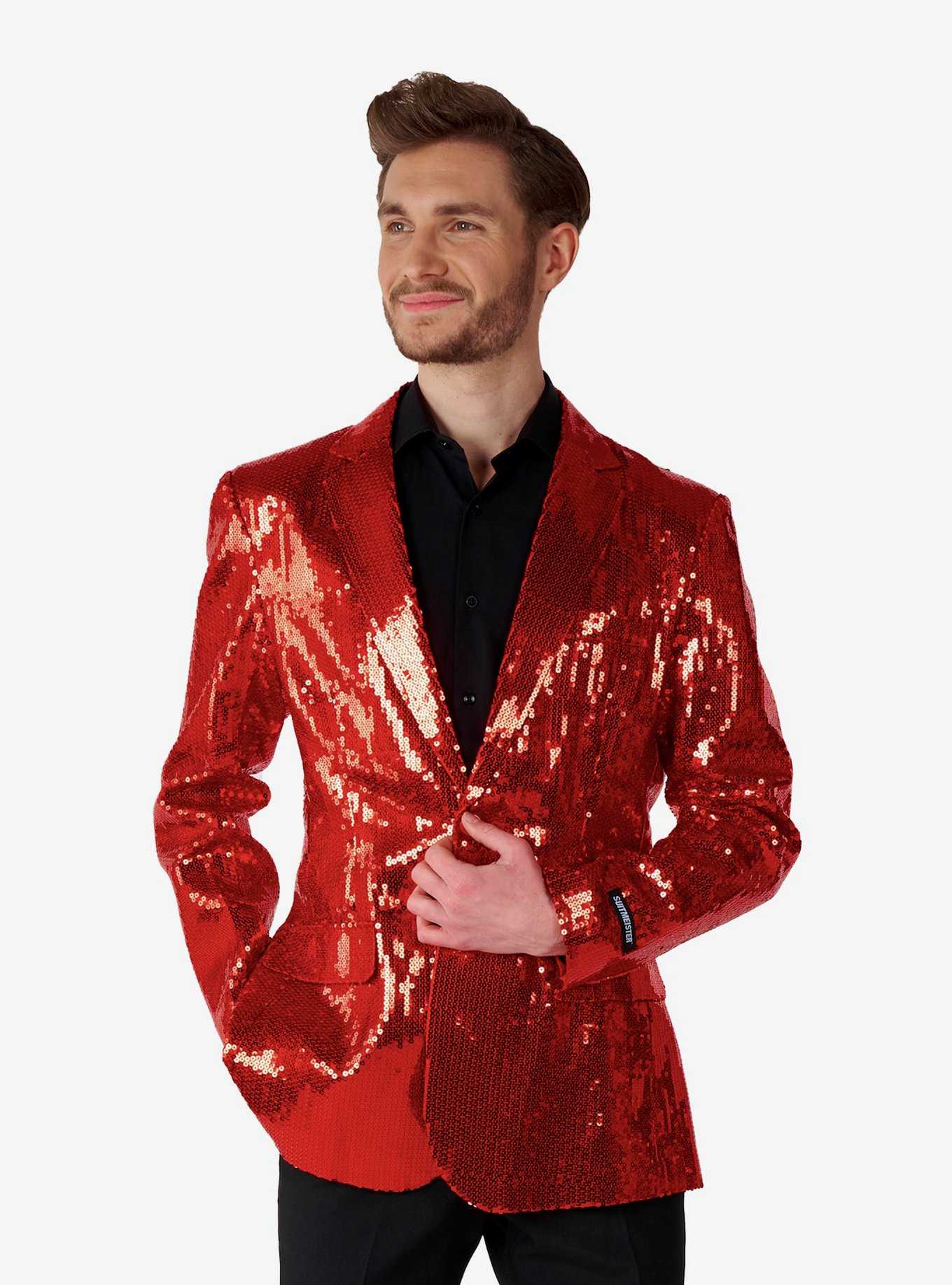 Red Sequin Party Blazer, , hi-res