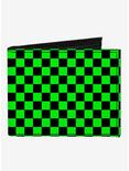 Checker Print Canvas Bifold Wallet Neon Green, , hi-res