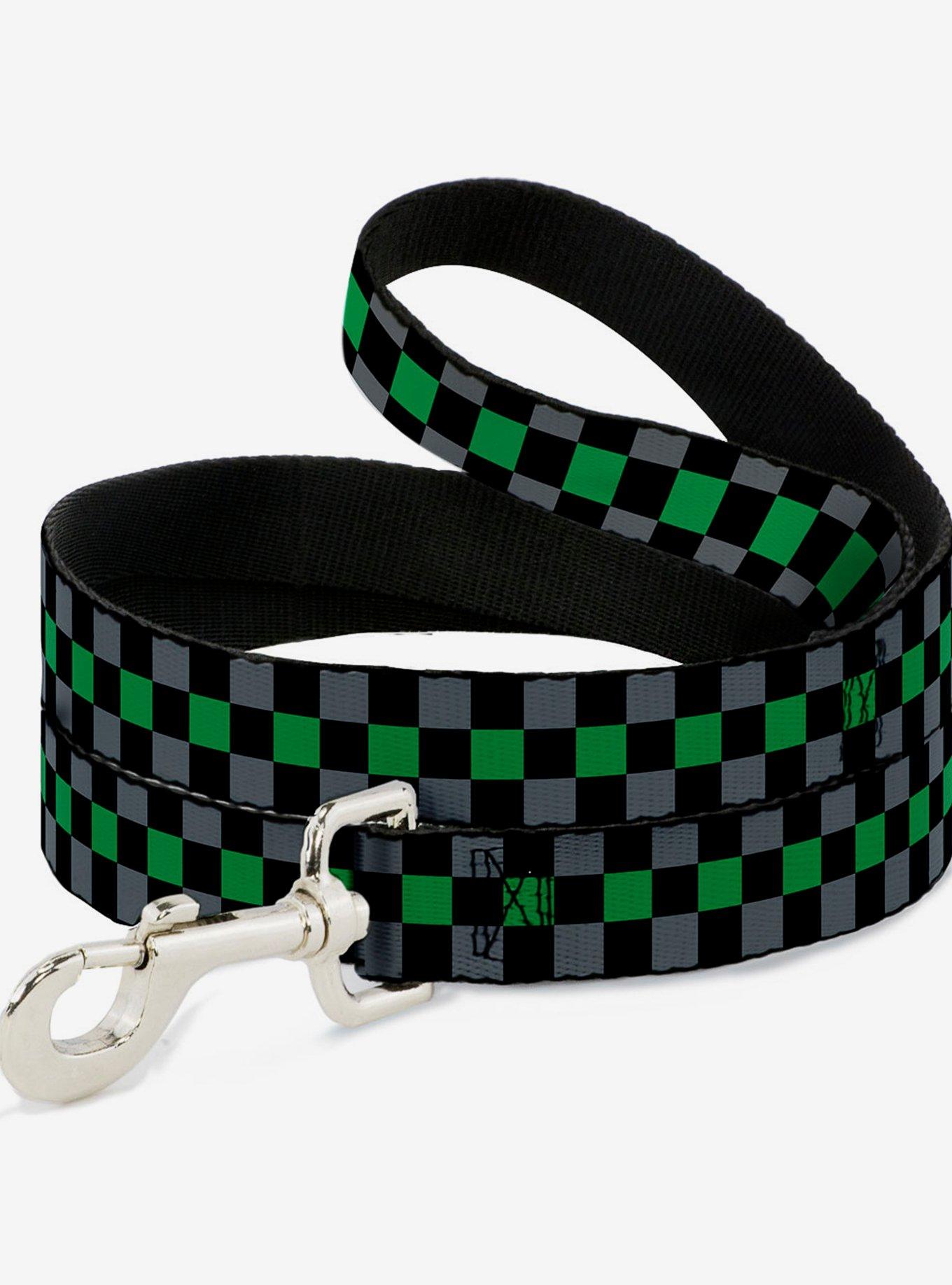 Checker Print Dog Leash Gray Green, , hi-res