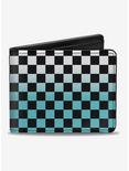 Checker Print Bifold Wallet Ombre Turquoise, , hi-res