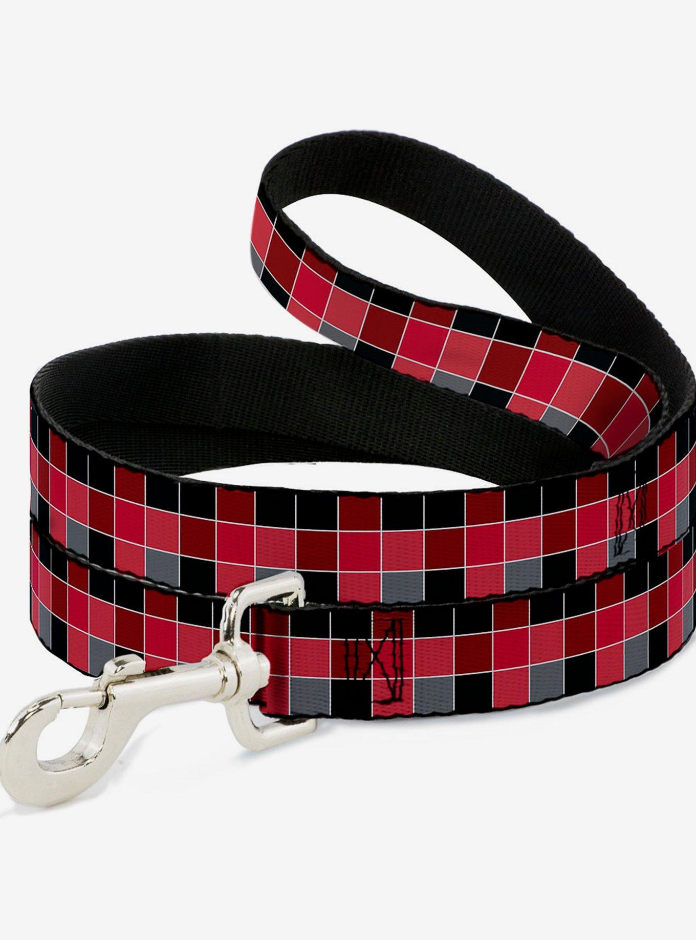 Checker Print Dog Leash Mosaic Red, , hi-res