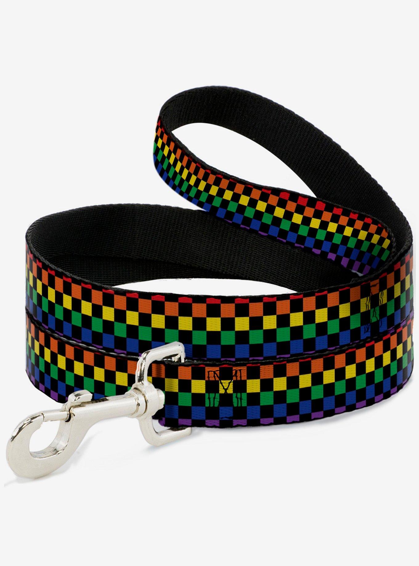 Checker Print Dog Leash Rainbow Multi, , hi-res