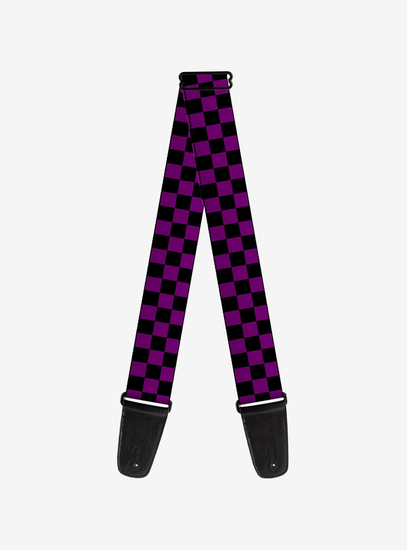 Checker Print Guitar Strap Purple, , hi-res