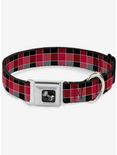Checker Print Seatbelt Dog Collar Mosaic Red, RED, hi-res
