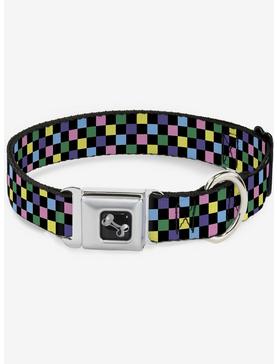 Checker Print Seatbelt Dog Collar Pastel Multi, , hi-res