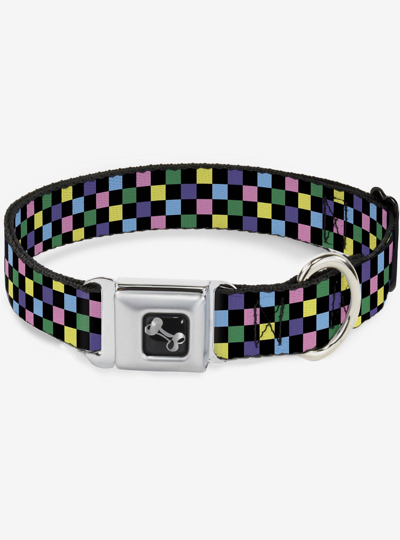 Checker Print Seatbelt Dog Collar Pastel Multi, , hi-res