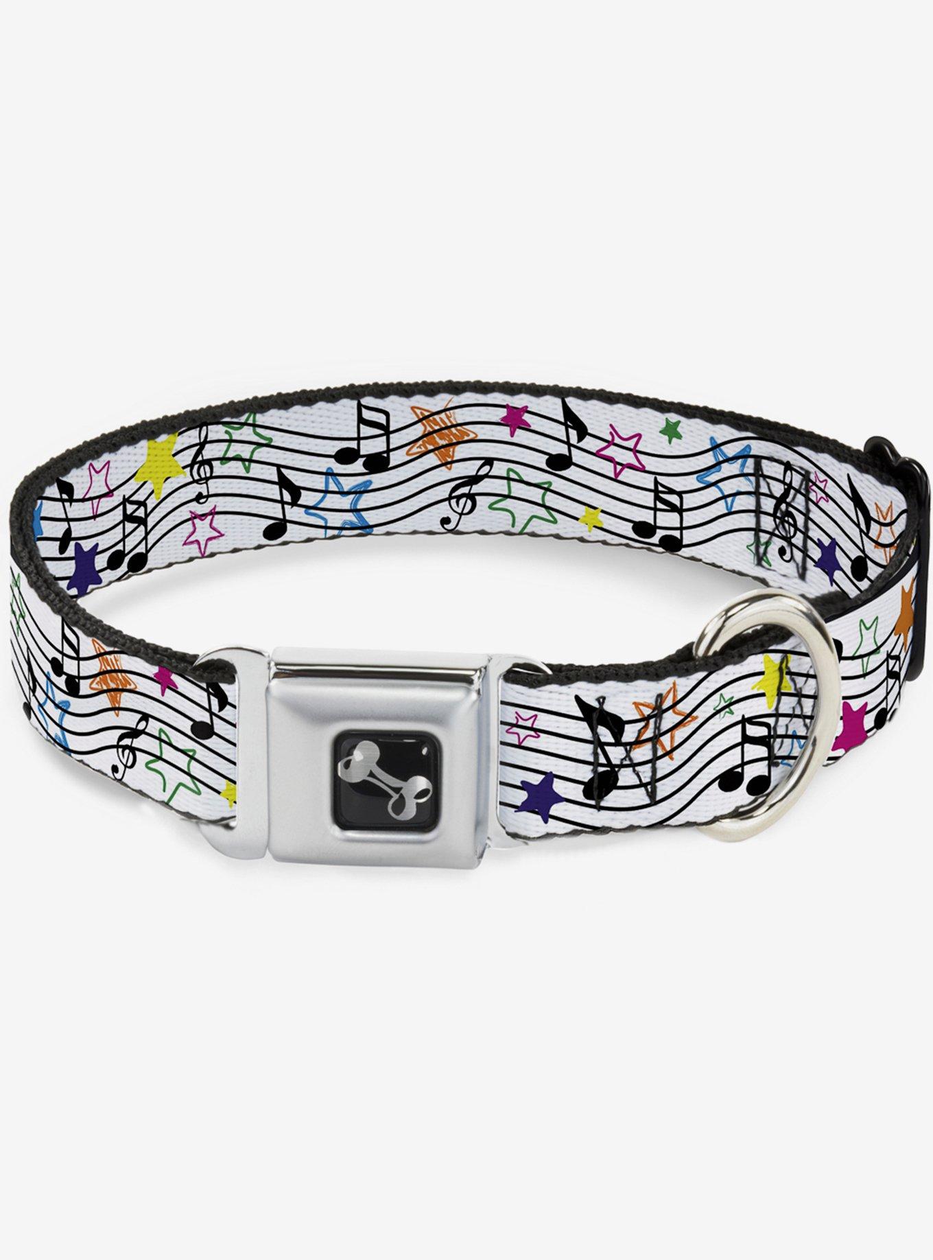 Music Notes Stars Seatbelt Dog Collar, , hi-res