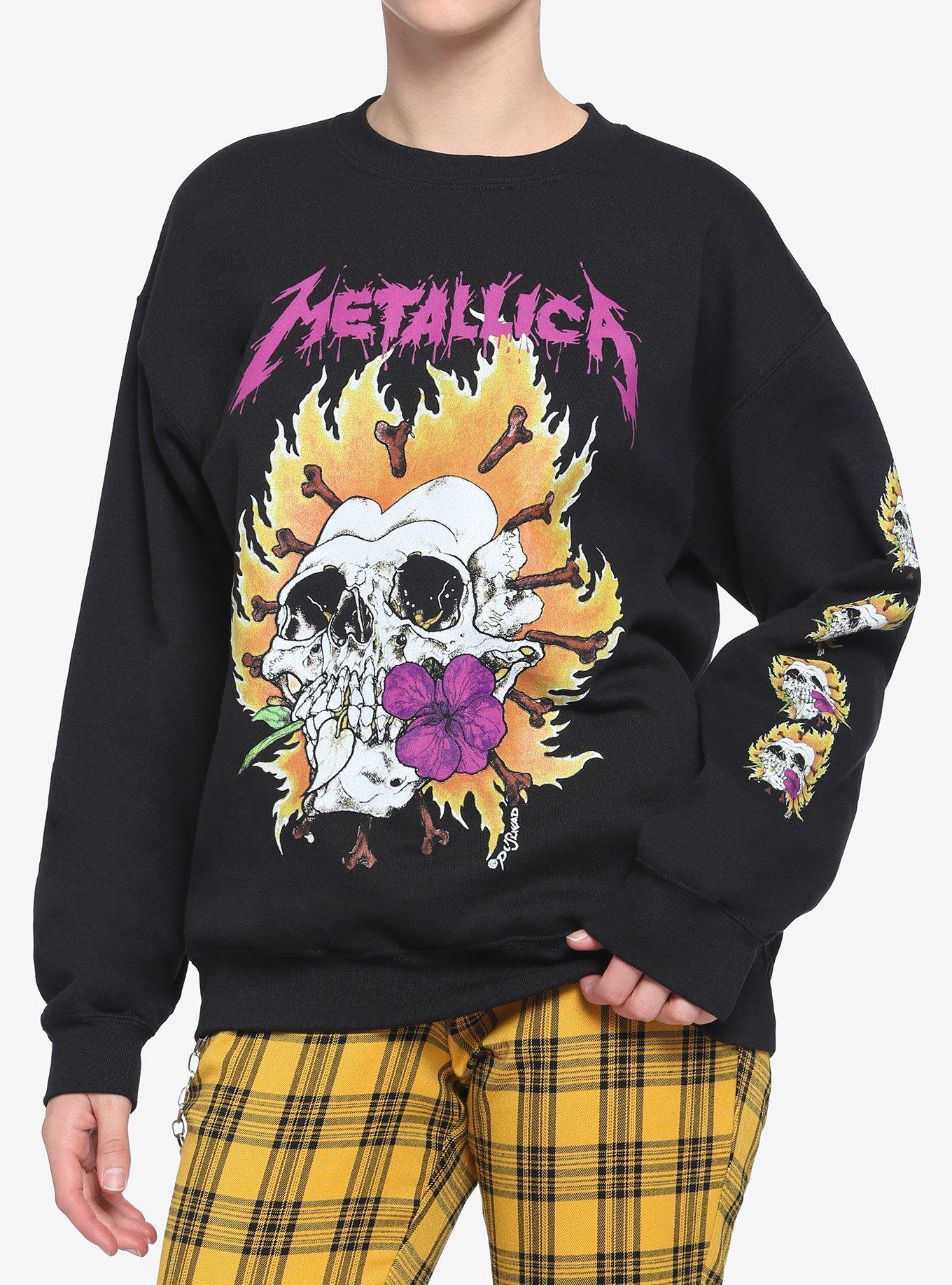 Metallica Flaming Skull Girls Sweatshirt, BLACK, hi-res