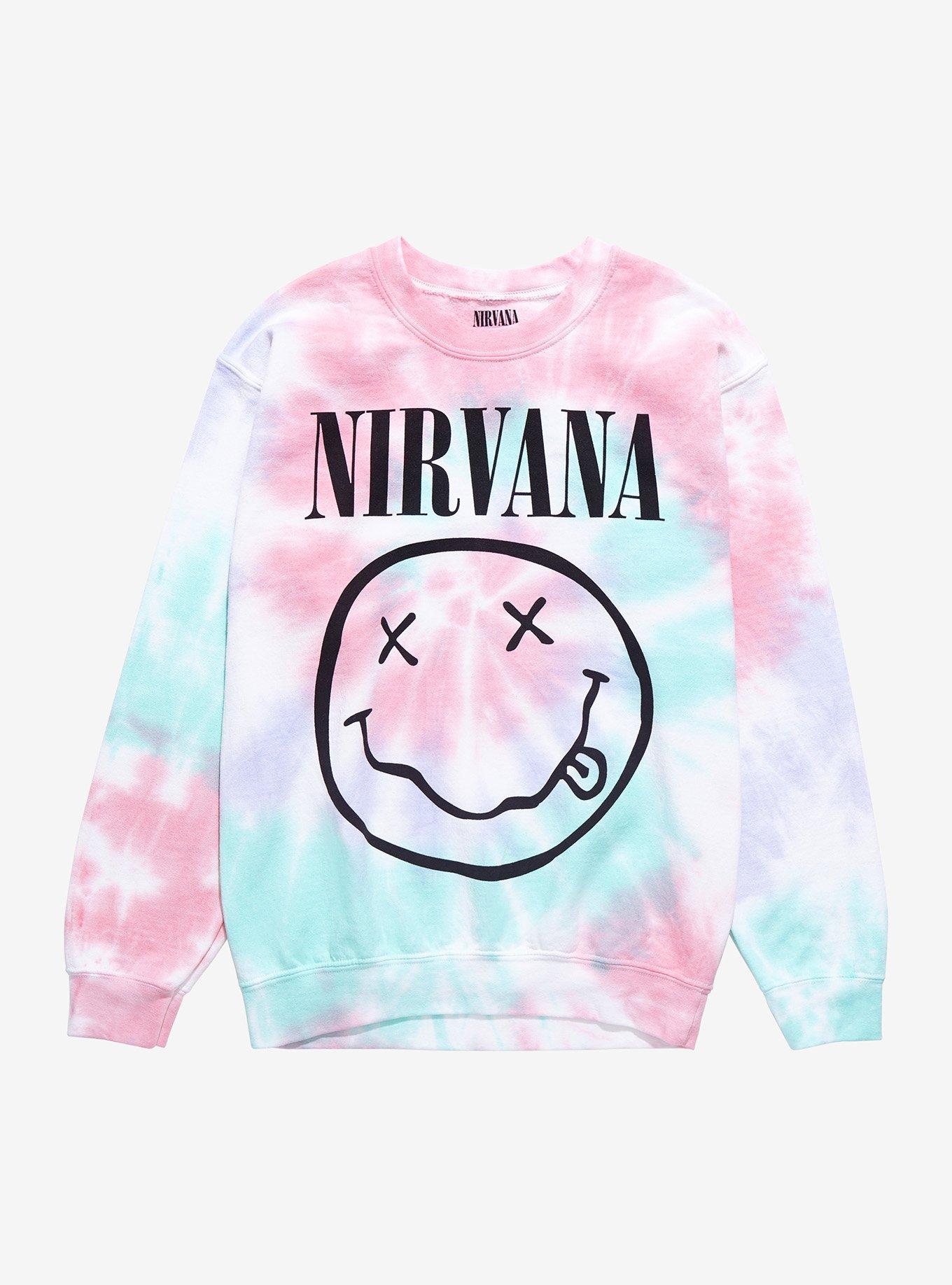 Nirvana Pastel Tie-Dye Smile Girls Sweatshirt, MULTI, hi-res