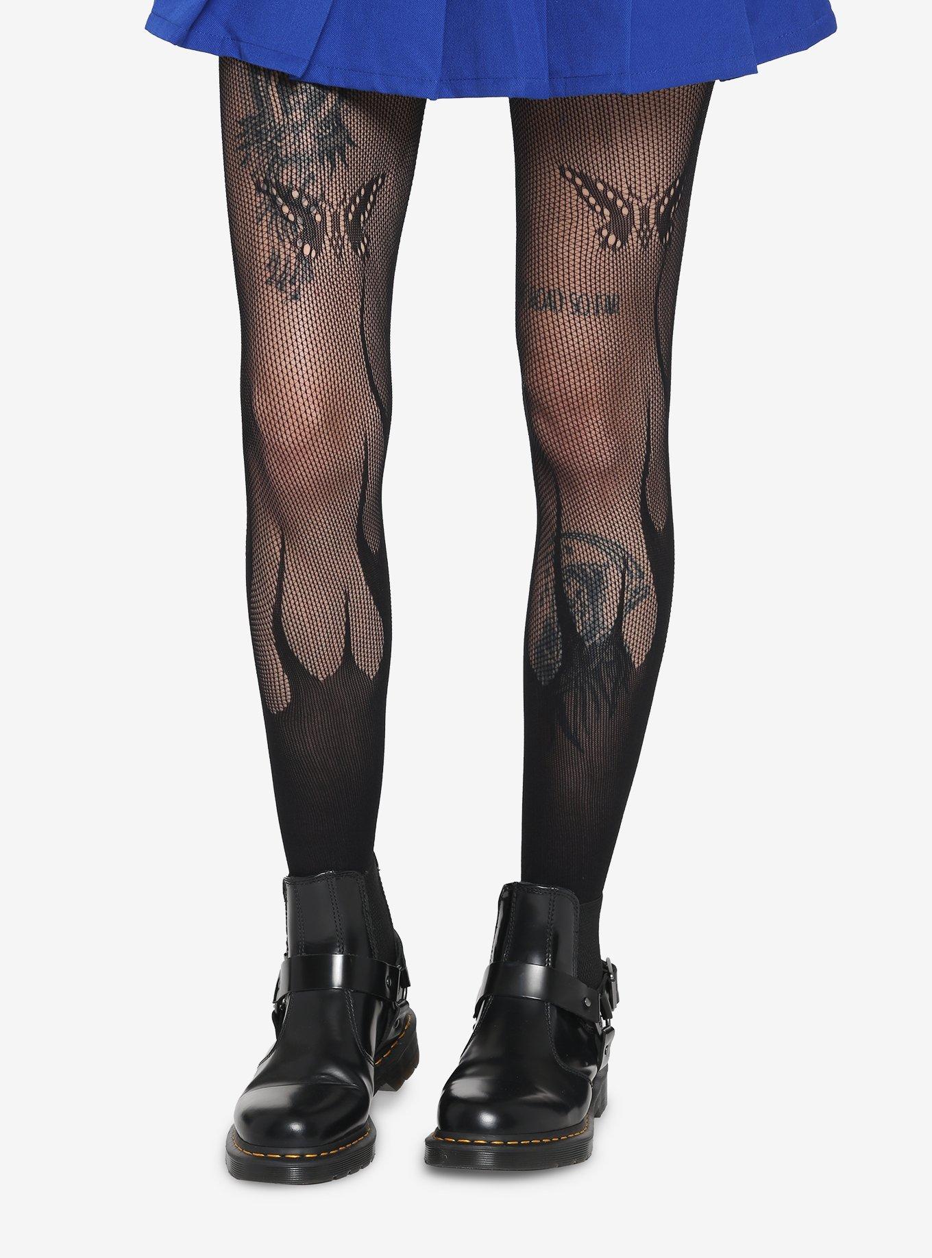 Butterfly Flame Fishnet Tights, , hi-res