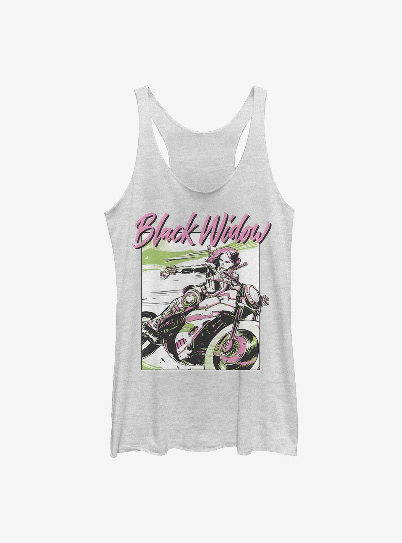 Marvel Black Widow Neon Black Widow Womens Tank Top, WHITE HTR, hi-res