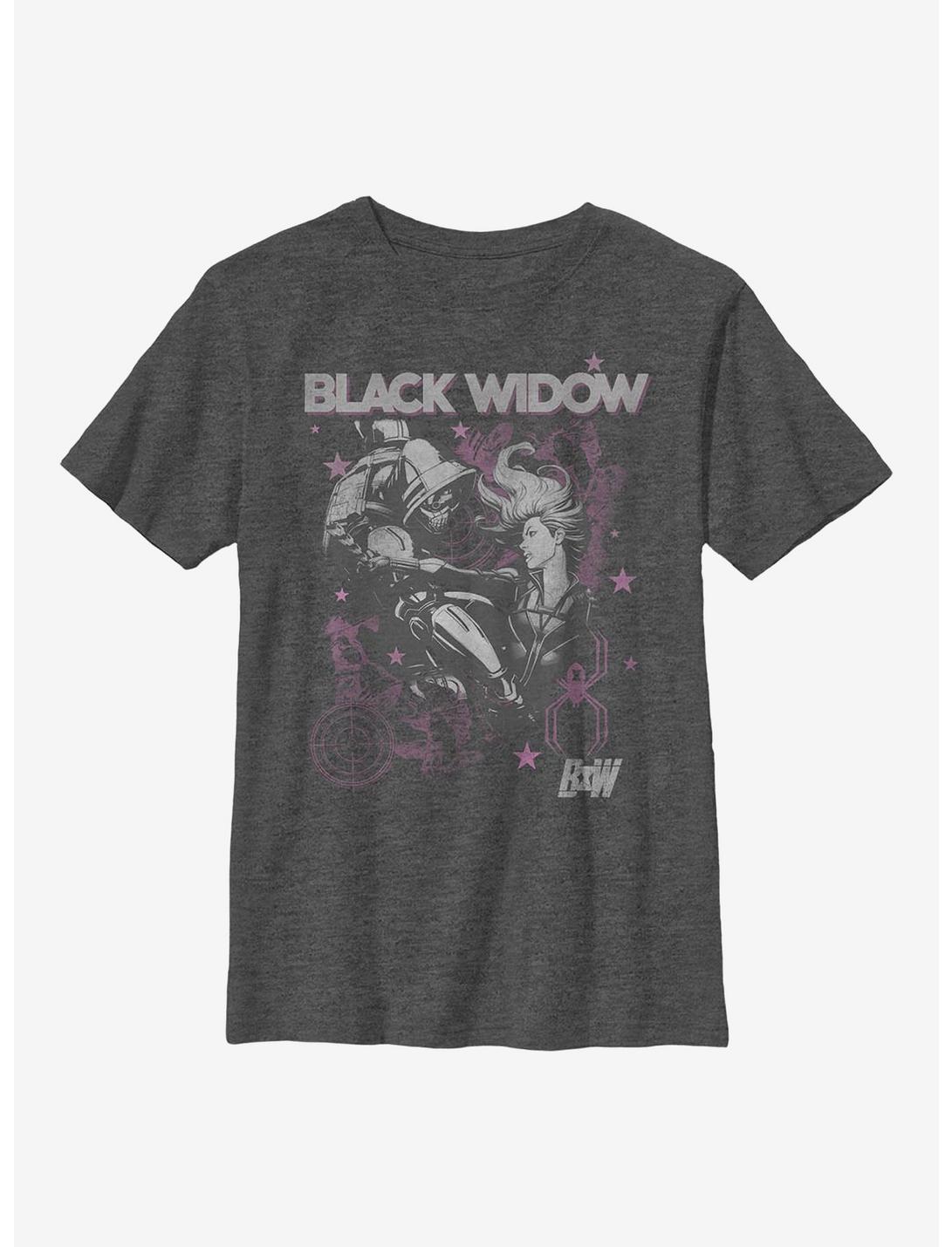 Marvel Black Widow Poster Youth T-Shirt, CHAR HTR, hi-res