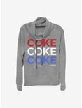 Coca-Cola Red White And Coke Cowlneck Long-Sleeve Girls Top, GRAY HTR, hi-res