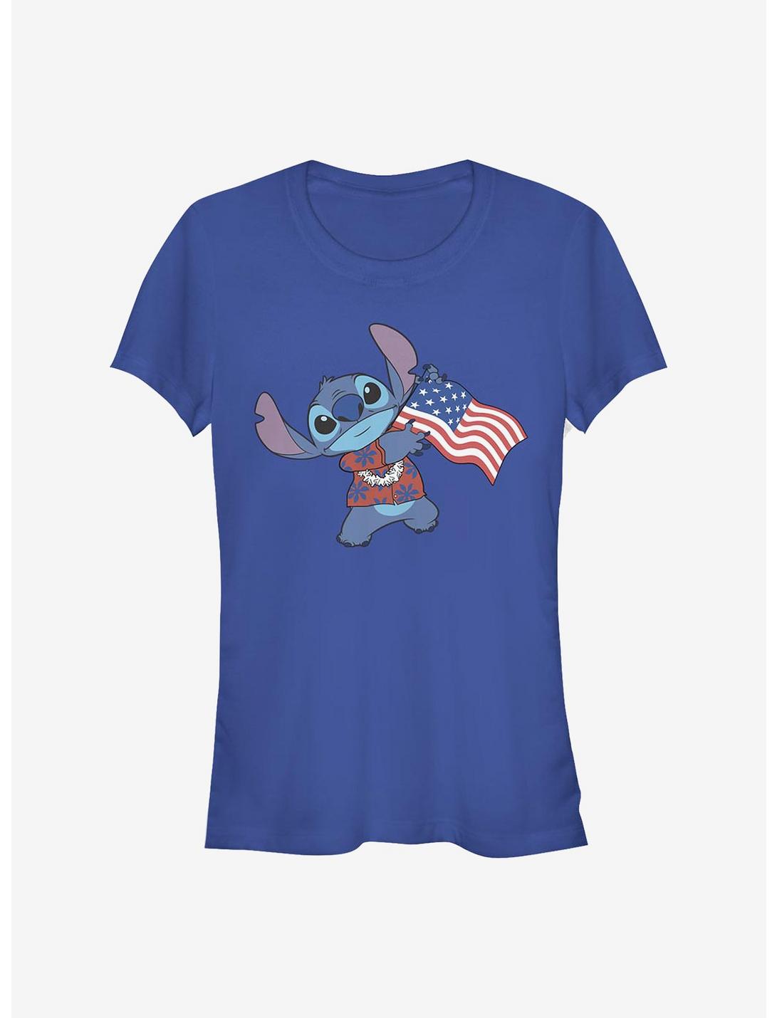 Disney Lilo & Stitch Tropical Stitch Flag Girls T-Shirt, ROYAL, hi-res