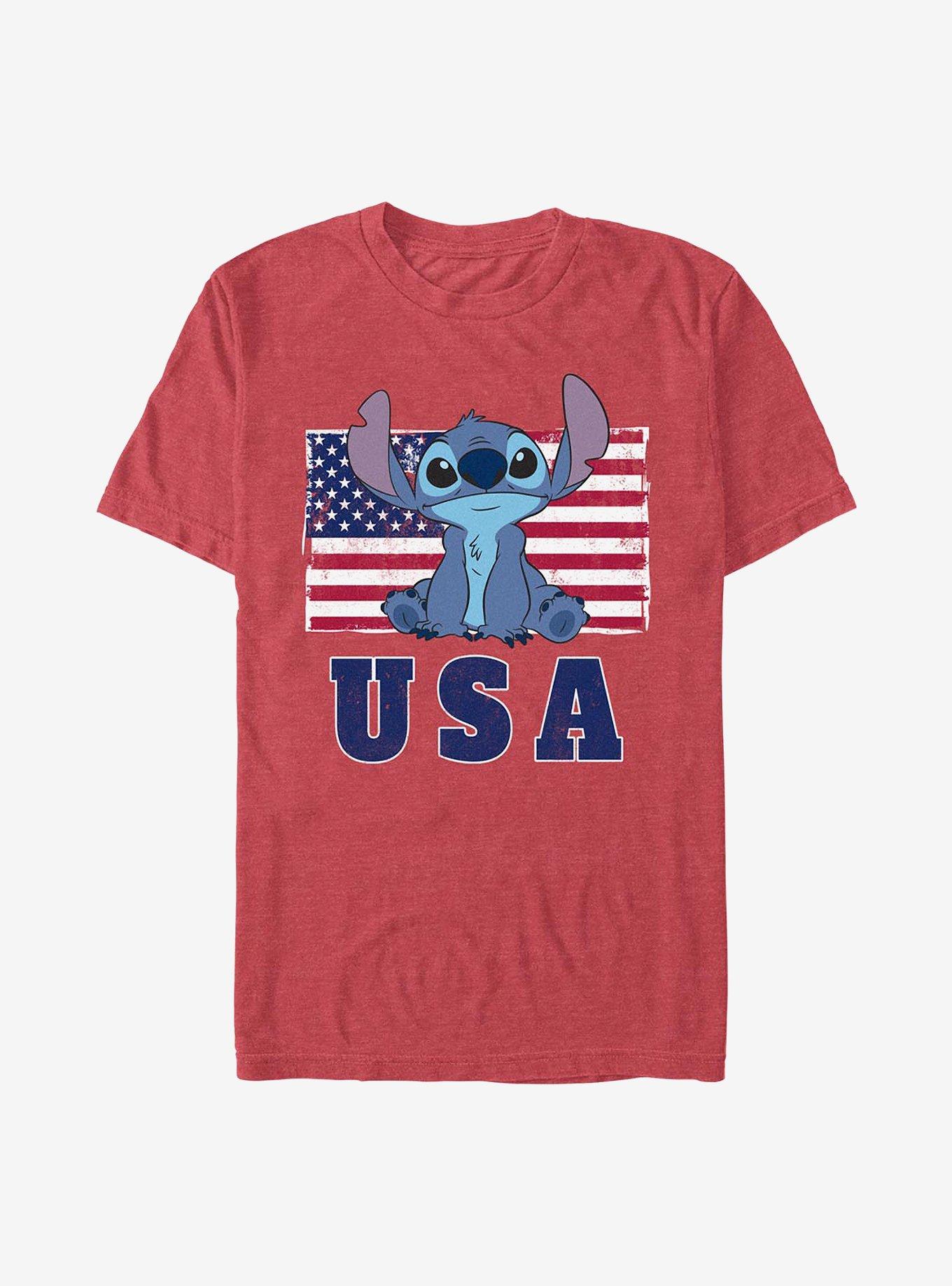 Disney Lilo & Stitch 'Merica Stitch T-Shirt, RED HTR, hi-res