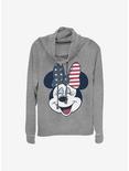 Disney Minnie Mouse America Bow Cowlneck Long-Sleeve Girls Top, GRAY HTR, hi-res