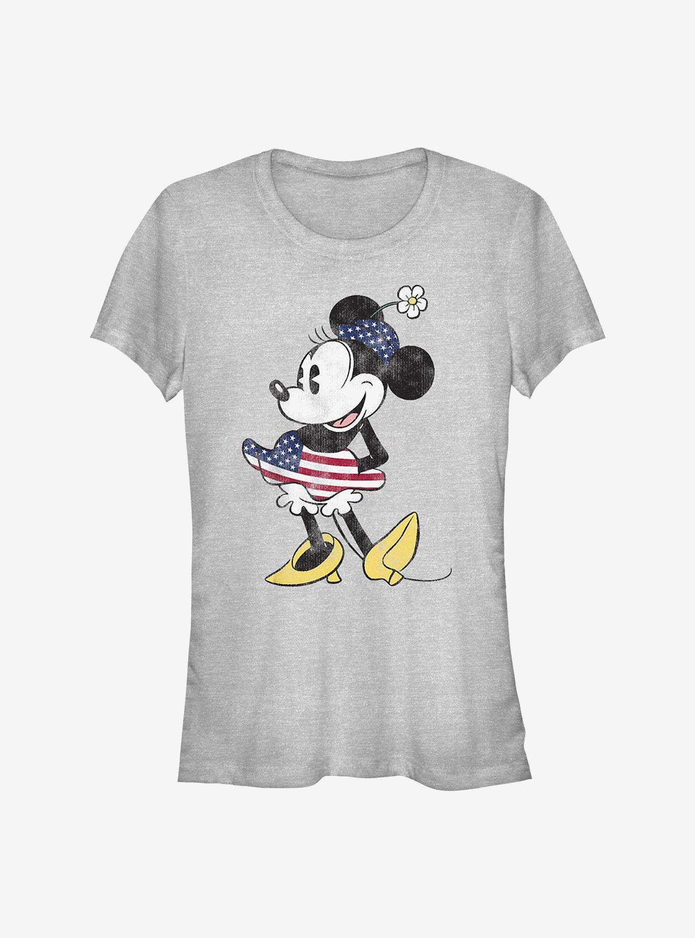 Disney Minnie Mouse Vintage U.S. Flag Girls T-Shirt, ATH HTR, hi-res