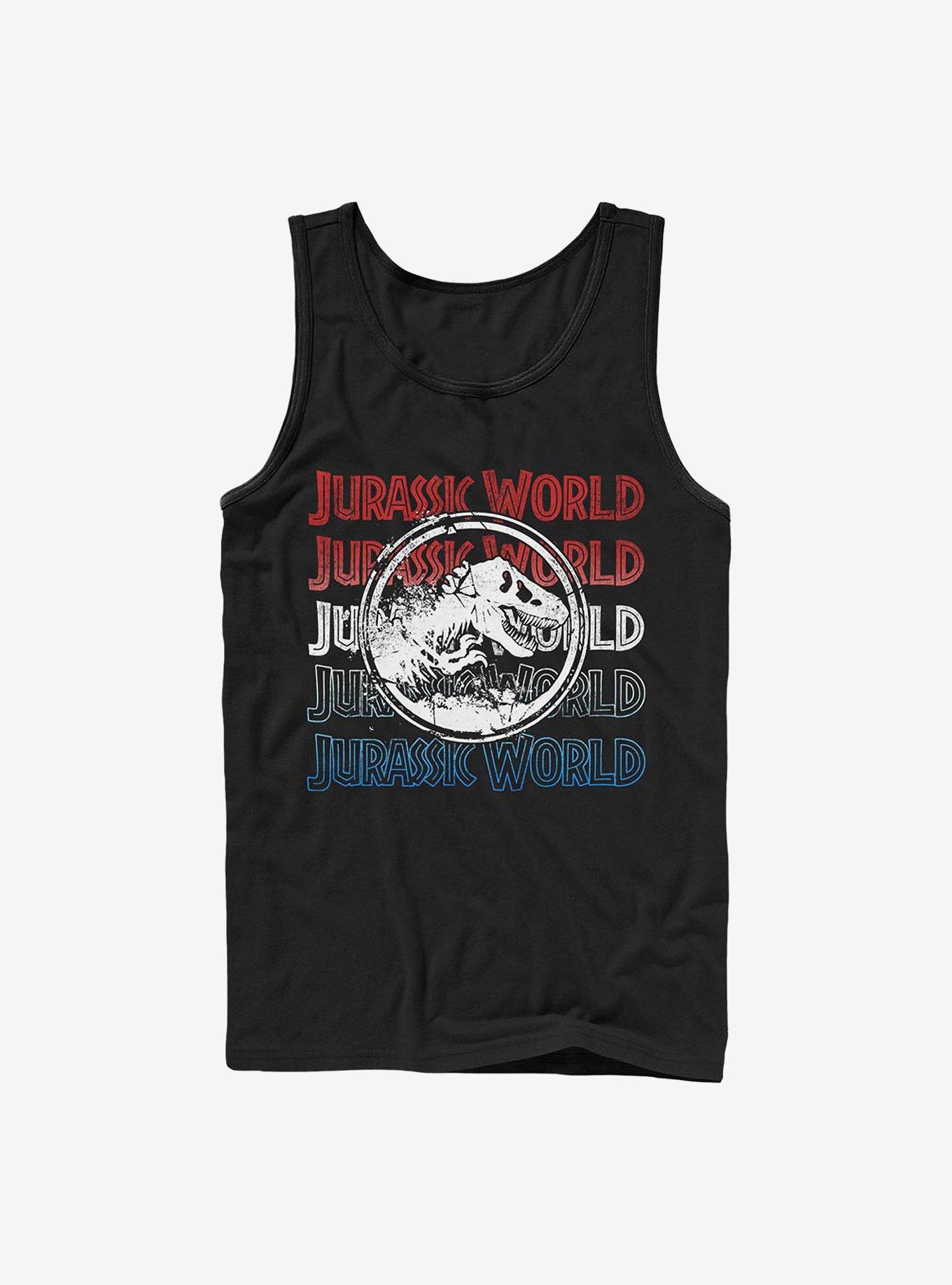 Jurassic Park Logo Repeat Tank, BLACK, hi-res